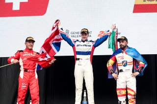 Podium (l-r) #62 - Switzerland - Cristophe Hurni - Ferrari 296,  #26 - UK - James Owen - Ferrari 296,  #24 - Spain - Ivan Velasco Sanchez - Ferrari 296
 | SRO / JEP