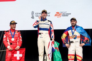 Podium (l-r) #62 - Switzerland - Cristophe Hurni - Ferrari 296,  #26 - UK - James Owen - Ferrari 296,  #24 - Spain - Ivan Velasco Sanchez - Ferrari 296
 | SRO / JEP