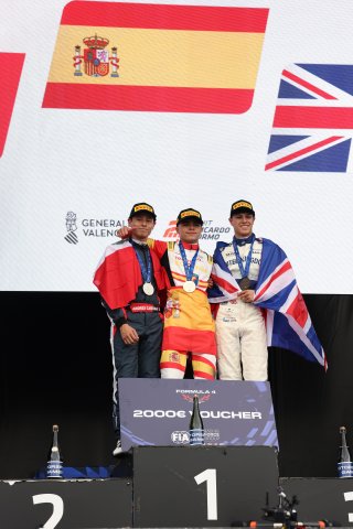 FIA Motorsport Games - F4 Race Podium, #17 - Peru - Andres Cardenas - Formula 4, #19 - Spain - Juan Cota Alonso - Formula 4, #6 - Great Britain - Reza Seewooruthun - Formula 4
 | SRO / JEP