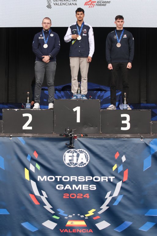 FIA Motorsport Games - Esports GT Podium, #6 - Germany - Niklas Houben - Esports GT, #17 - Brazil - Igor De Oliveira Rodrigues - Esports GT, #19 - Czeckia - Vojtech Fiala - Esports GT
